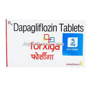 フォージガ(フォシーガ),ダパグリフロジン 5mg　28錠,　製造元：AstraZeneca(トルコ製),箱表面